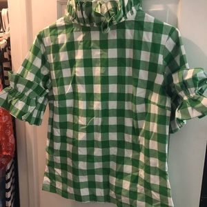 Adorable Elizabeth Wilson green gingham top